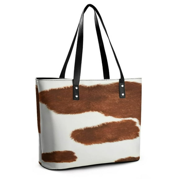 Cow Print Texture Woman Leather Handbags Large Tote Bag Fashion Portable Handbags With Zipper