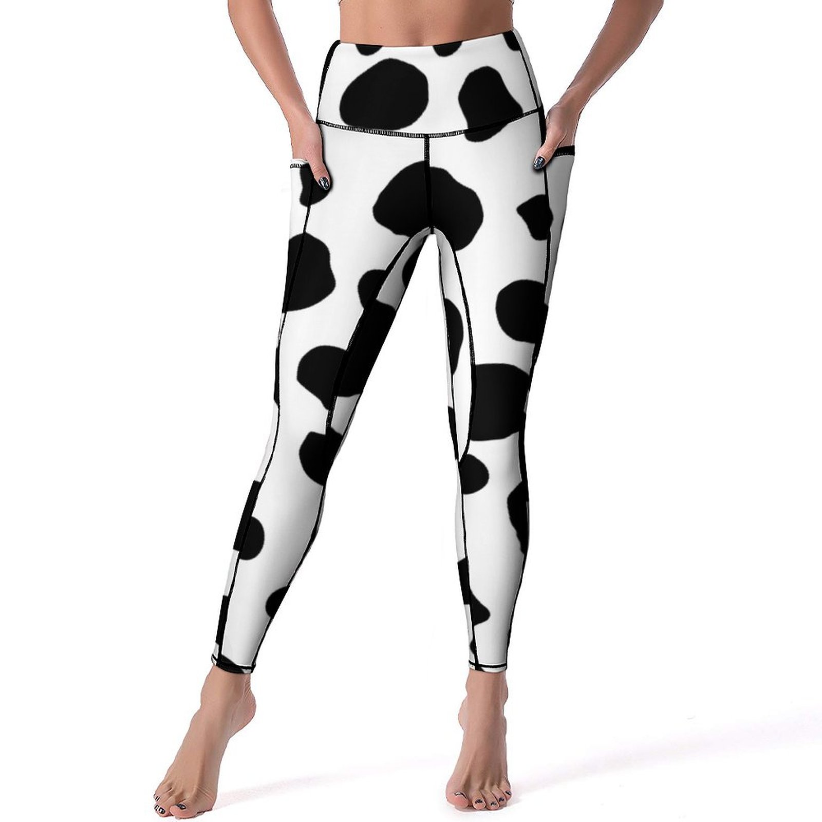 cow print exercise leggings ::: s/m