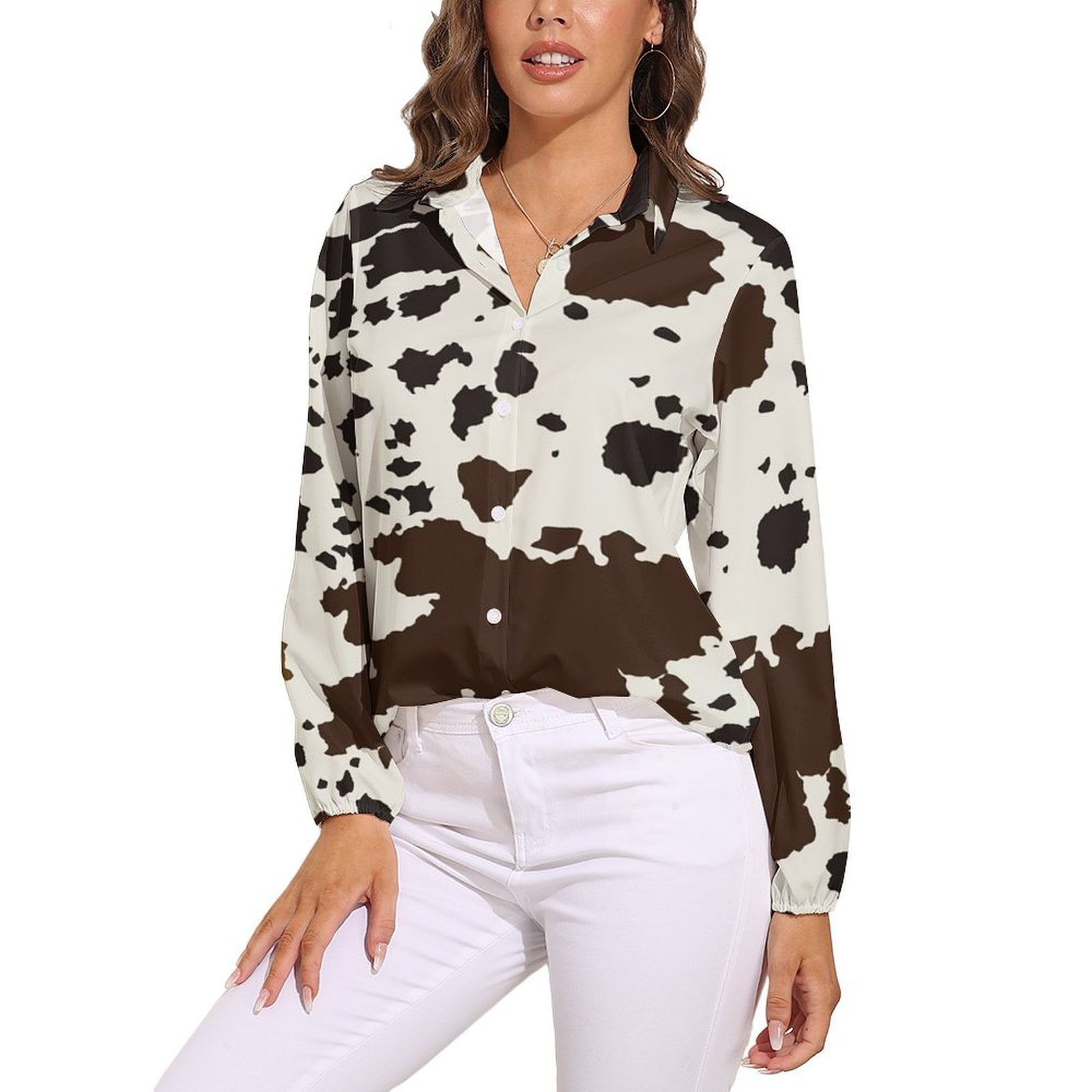 Women's Cattle Brands Print Casual Cotton Shirt