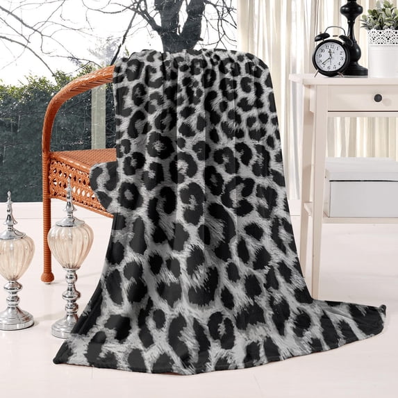 Cow Print Throw Blanket - Cozy and Soft Fleece Blankets for Bedroom Couch and Sofa - Gift for Woman Kid Girl Brown Leopard Pattern 50x60 Inches Bed Throw Blanket