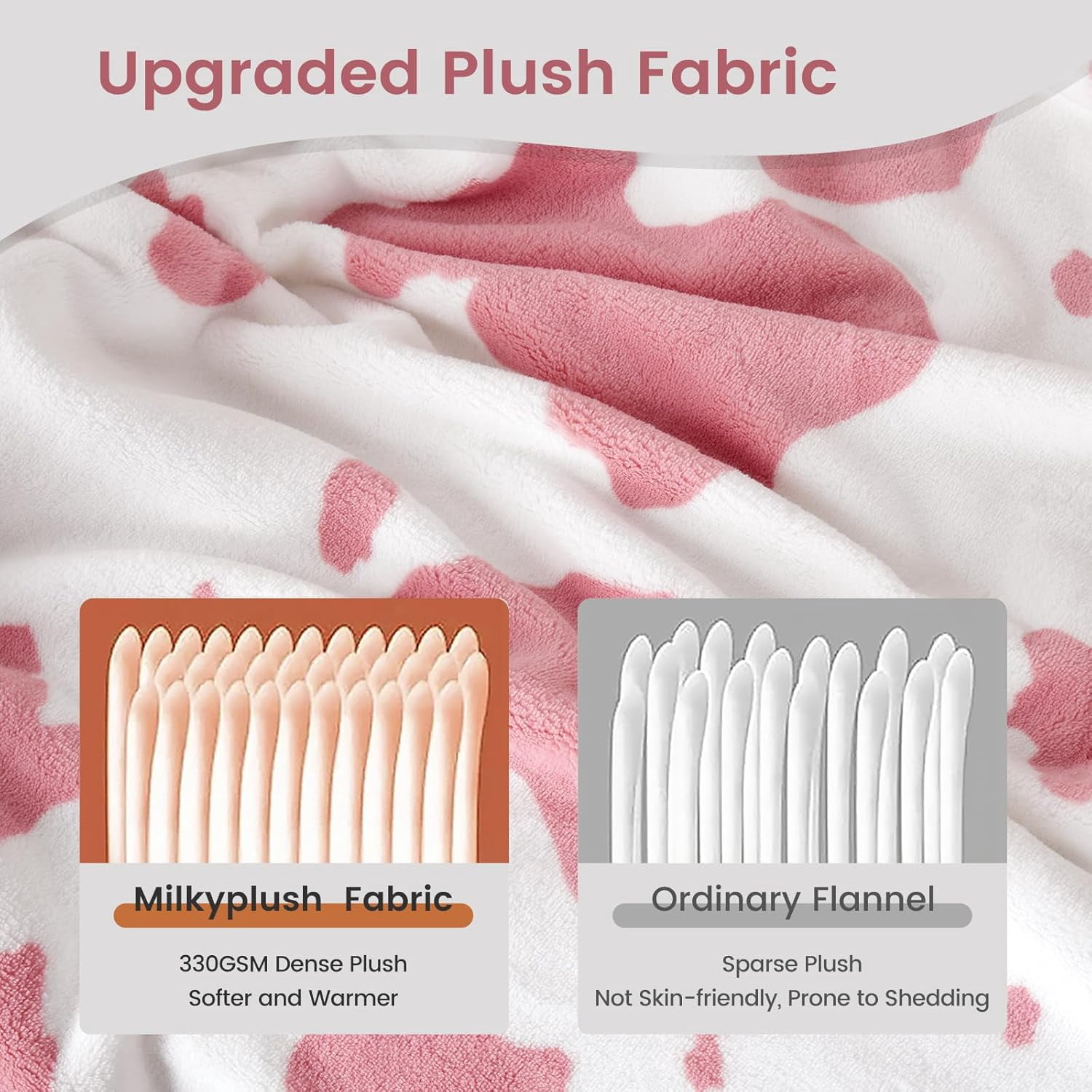 Cow Print Throw Blanket Non Shedding Milkyplush™ Fleece 330Gsm Thick