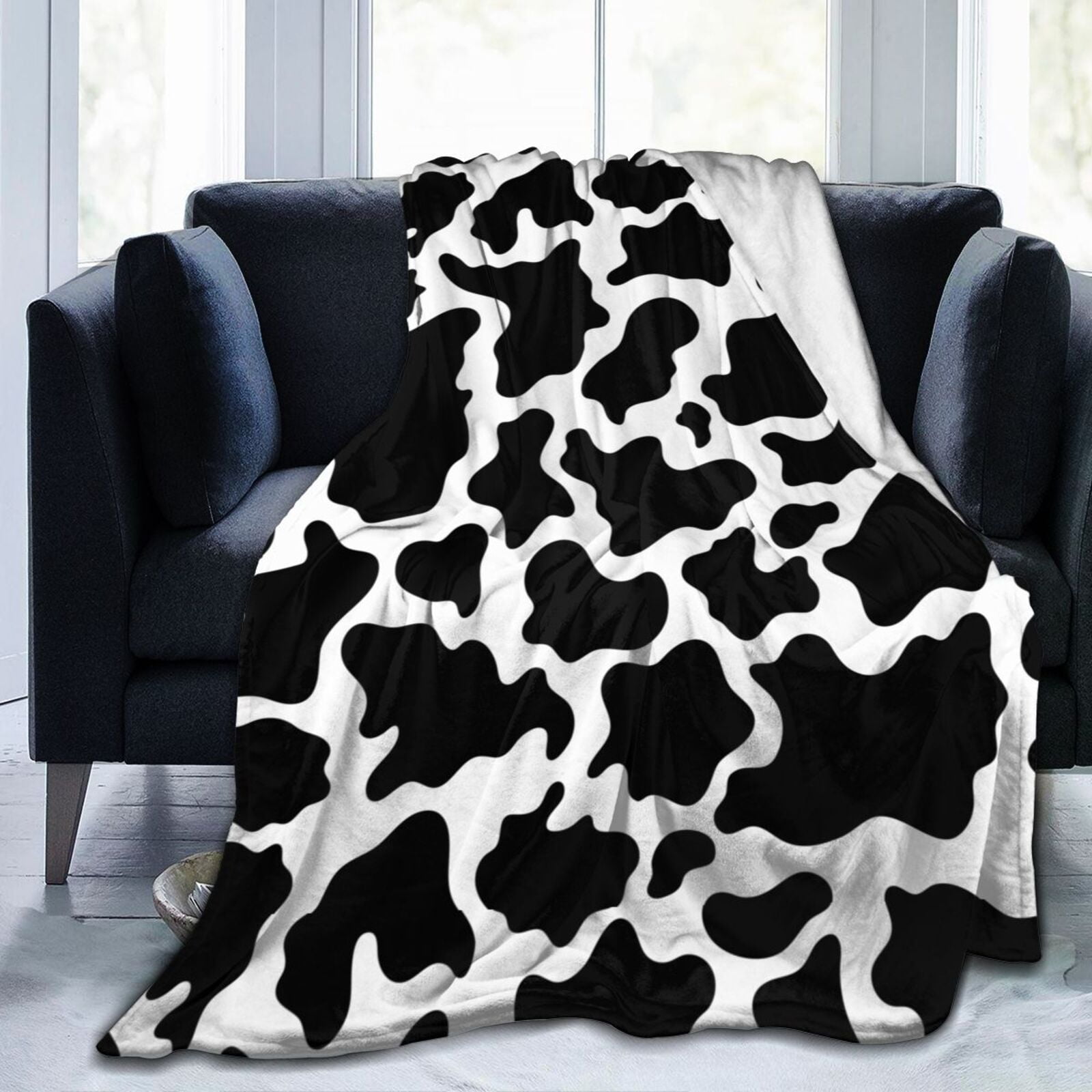 Cow Print Throw Blanket Soft Cozy Warm Durable Fuzzy Flannel Blankets ...