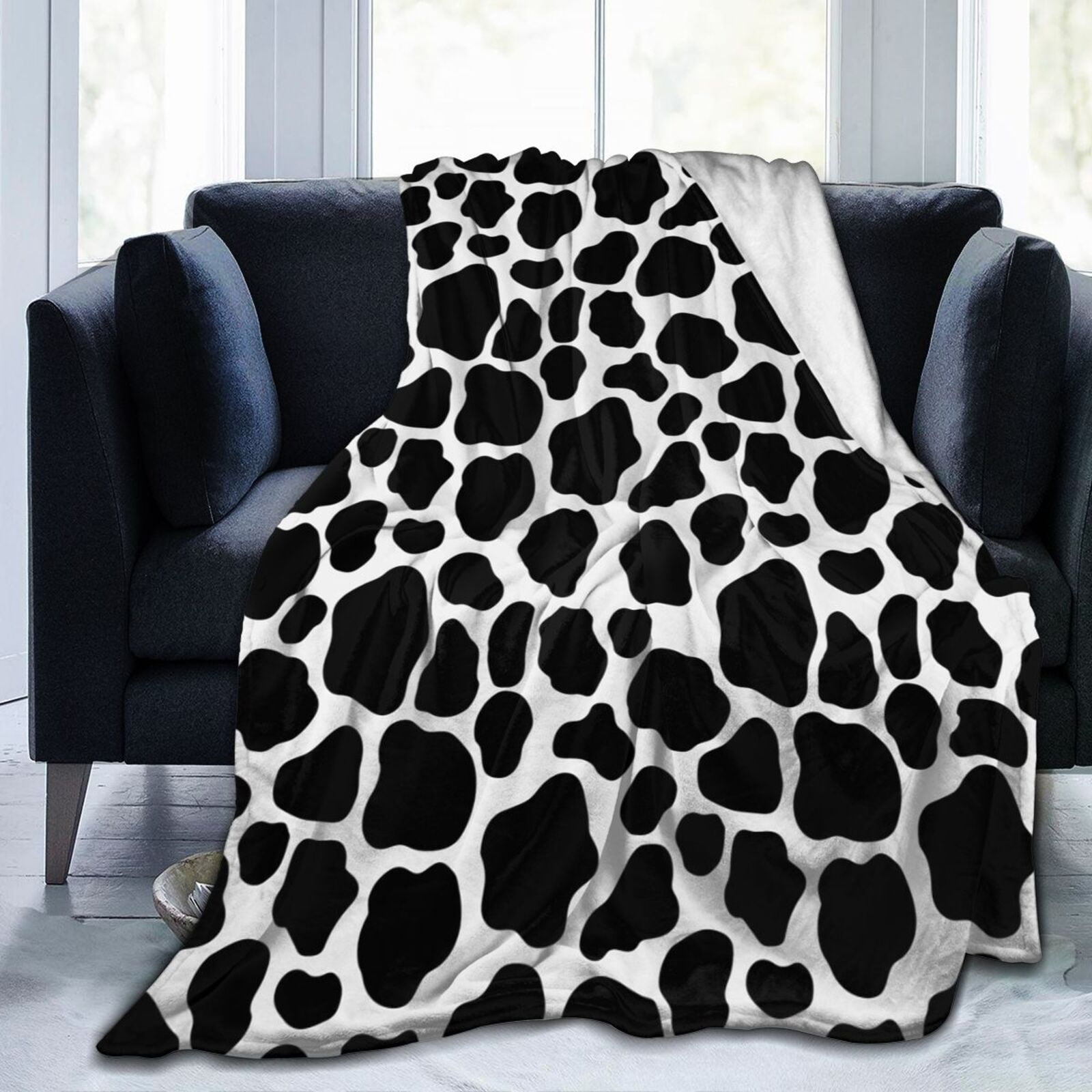 Cow Print Throw Blanket Soft Cozy Warm Durable Fuzzy Flannel Blankets ...