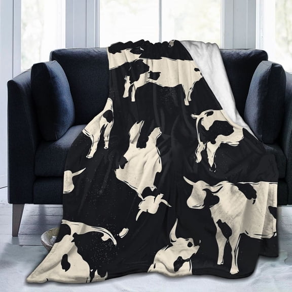 Cow Print Throw Blanket Ultra Soft Cozy Decorative Flannel Blankets for Home Bed Couch Chair Travel 50x40