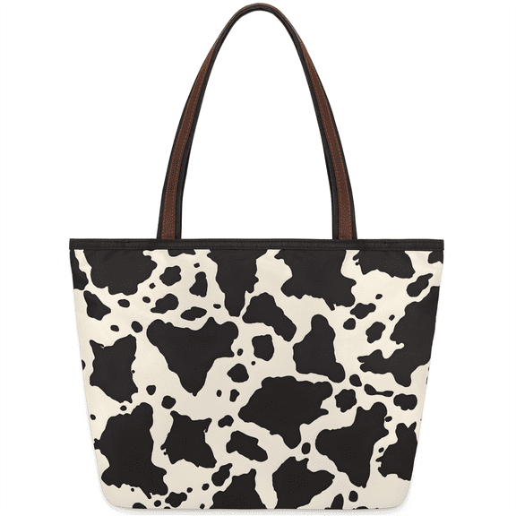 Cow Print Tote Bag for Women Men,Large Tote Bag Shoulder Bag Top Handle Handbag,Beach Bag for Shopping,Work,Yoga (L)