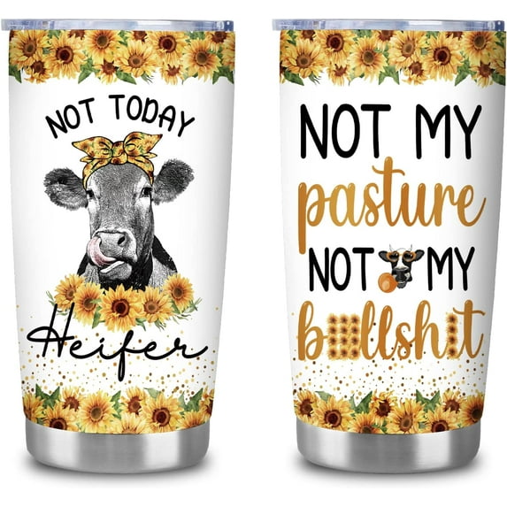 Cow Print Tumbler Gifts for Women Best Cow Gifts for Cow Lovers Cow Print Coffee Cup Mug Birthday Christmas Gifts for Girls Wife Mom Daughter-20oz Stainless Steel Sunflower Cow Tumbler