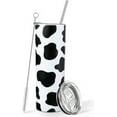 thumbnail image 1 of Cow Print Tumbler with Lid and Straw Stainless Steel Insulated Thermal Slim Cows Skinny Tumbler 20 oz Cow Print Cups Cute Coffee Cup with Lid and Straw Cow Print Mug for Women (Black and White), 1 of 4