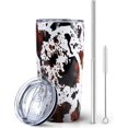 thumbnail image 1 of Cow Print Tumbler With Lid and Straw - 20 oz Insulated Stainless Steel Travel - Cup Cow Stuff Accessories Decor - Double Wall Coffee Mug - Birthday Gifts for Mom, Sister, Friends, Women, 1 of 6