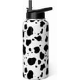 thumbnail image 1 of Cow Print Water Bottle with Straw Lid 32oz Vacuum Insulated Sports Water Bottles Cow Gifts for Women Men Cow Print Stuff Accessories Stainless Steel Thermoses Travel Mug, 1 of 6