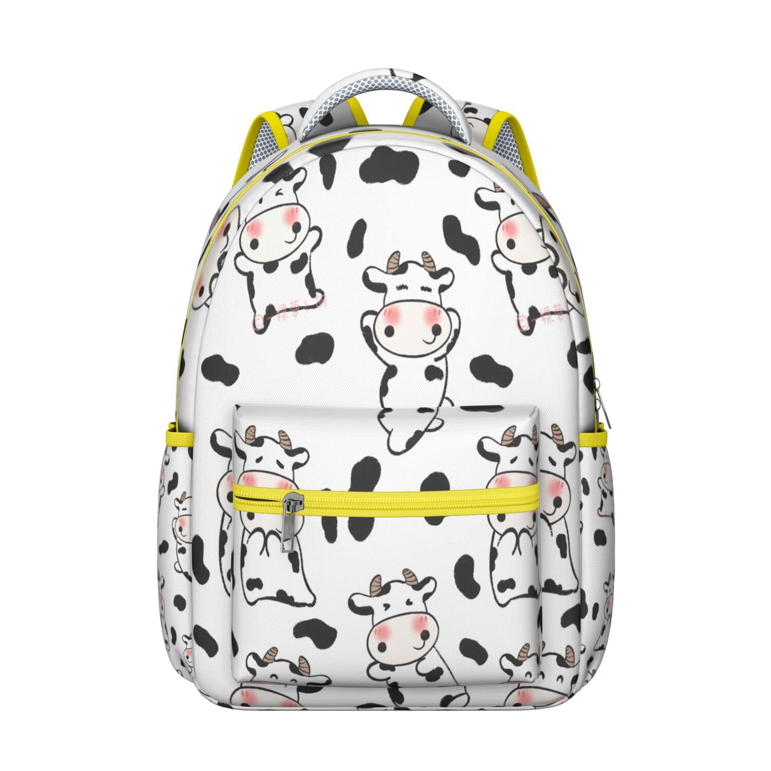 Cow Print Waterproof Bookbag - Stylish School Bag with Funny Highland Cow Pattern, Breathable & Spinal Support Design for Commuters