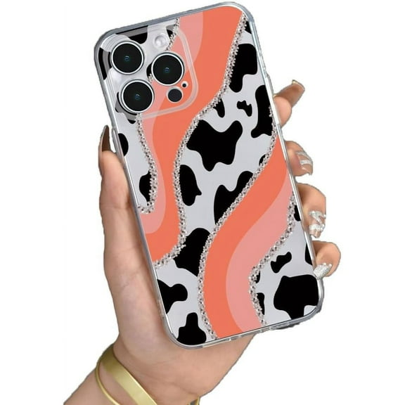 Cow Print Wave River Glossy Clear Soft for iPhone Case (Clear,iPhone 11)