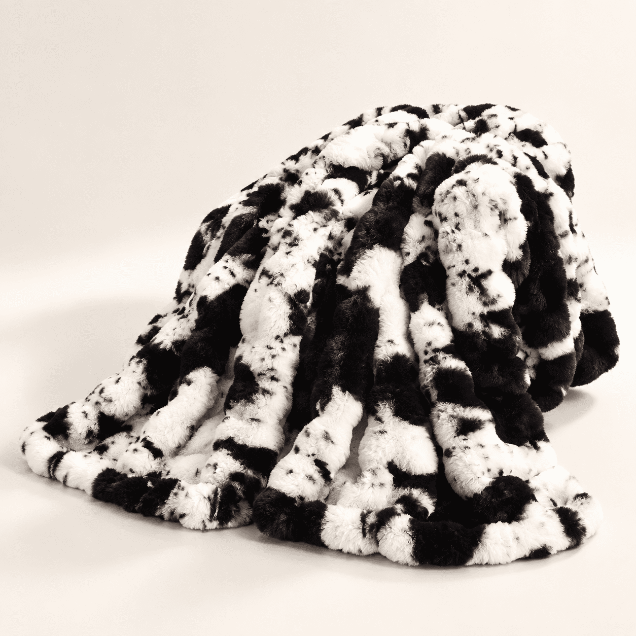 Cow Print-black 90x90inch Faux Rabbit Plush Throw Blanket for Couch ...