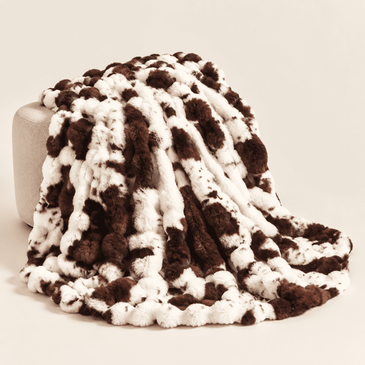 Cow Print-brown 90x90inch Faux Rabbit Plush Throw Blanket for Couch ...