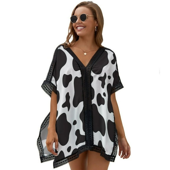 Cow Print  Women's Swimsuit Coverup Summer Beach Cover Up Bathing Suit Dress