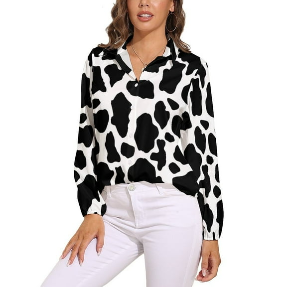 Cow Print&nbsp;black White Long Sleeve Blouse Woman Streetwear Casual Shirts Summer Oversize Woman Streetwear Clothing Birthday Present