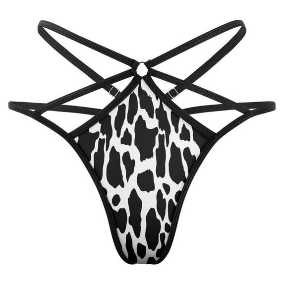 Cow Print&nbsp;black White Open Type Women's Panties Crotch Opening G-strings Thongs Lingeries Underwear