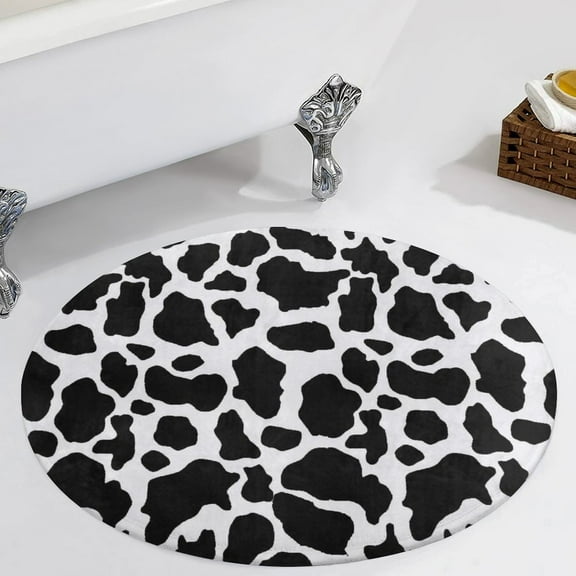 Cow Print&nbsp;black White Round Carpet Circle Rug Outdoor Patio Area Rug Washable Large Area Rugs Hallway Room Decor Fitness Mats