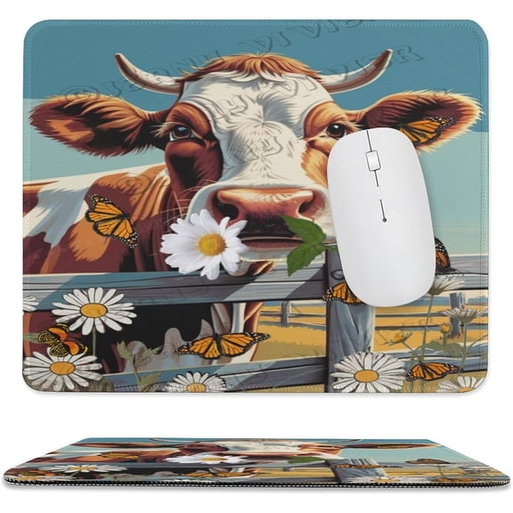 Cow Printed Mouse Pad, 10"x12", Non-Slip Rubber Base MousePads for Computer Laptop Men Women Kids