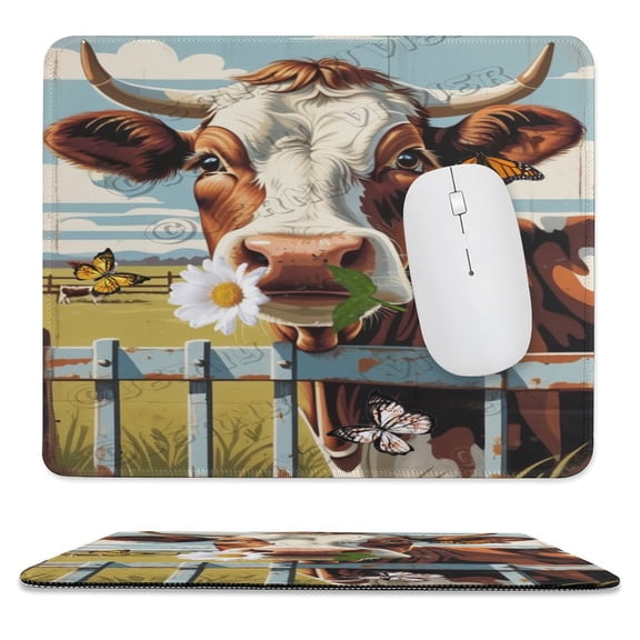 Cow Printed Mouse Pad, 10"x12", Non-Slip Rubber Base MousePads for Home Office Laptop