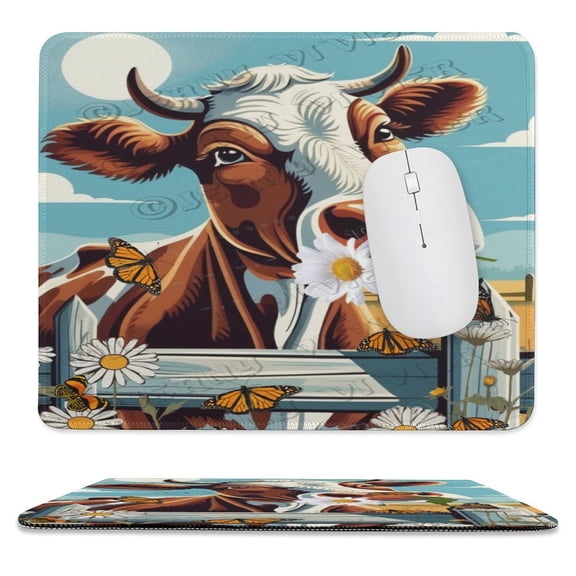 Cow Printed Mouse Pad, 10"x12", Square Mouse Pad, Cloth with Rubberized Base, Standard