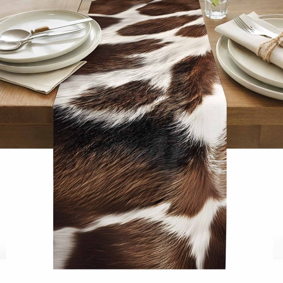 Cow Prints Table Runner Farmhouse Country Animals Fur Print Tablerunners 13 x 36 Inch, Table Decorations Tabletop Scarf for Summer Gathering Holiday Farmhouse Kitchen Dining Decor