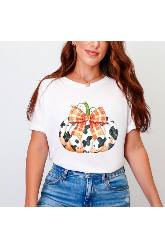 Cow Pumpkin Coquette Distressed - Garment Dyed Tee