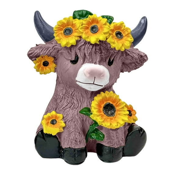 Cow Resin Flowerpot Decor, Sunflower Farmhouse Figurine, Cute Garden Gift, for Kitchen Windowsills, Office Desks, Summer Decor