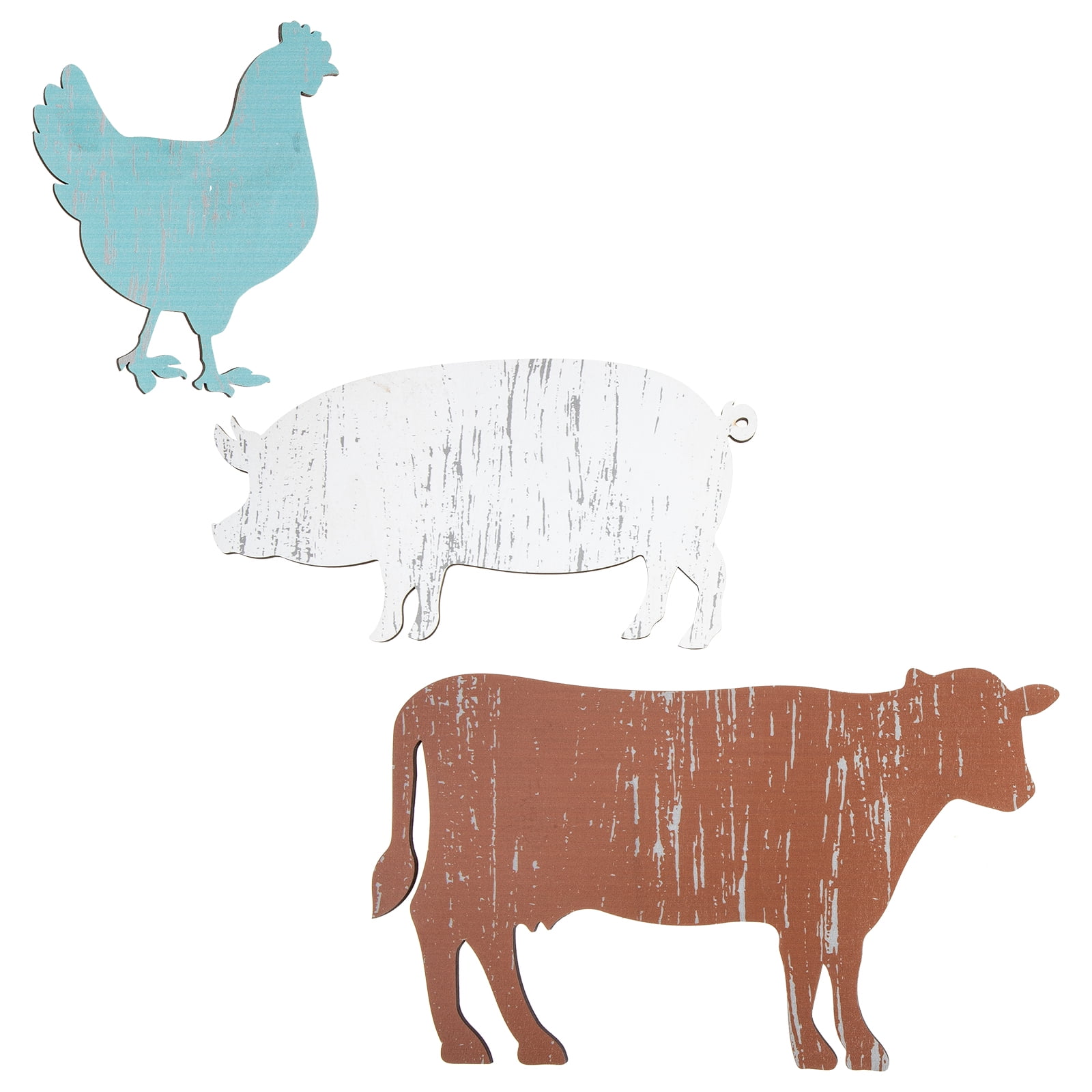 Cow Rooster Galvanized Metal Farmhouse Wall Farm Animal Wall Decor Wood