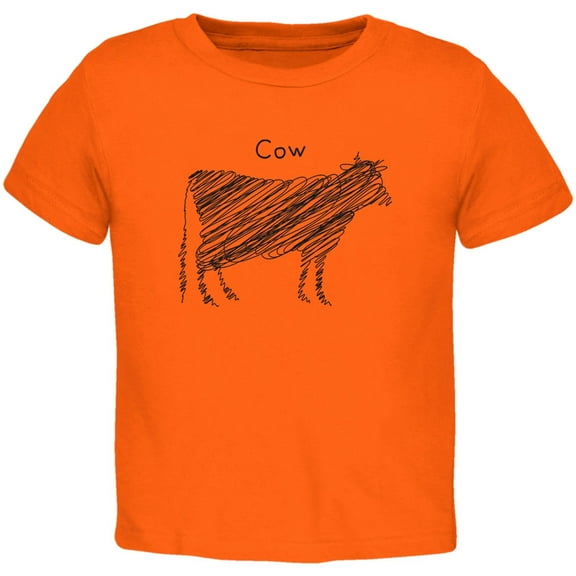 Cow Scribble Drawing Orange Toddler T-Shirt - 2T