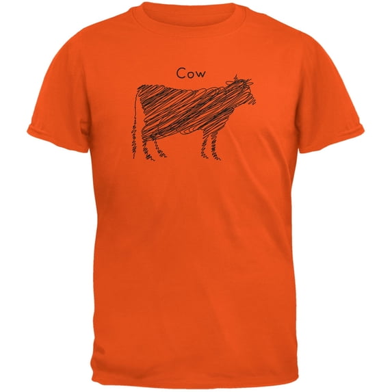 Cow Scribble Drawing Orange Youth T-Shirt - Medium(10/12)