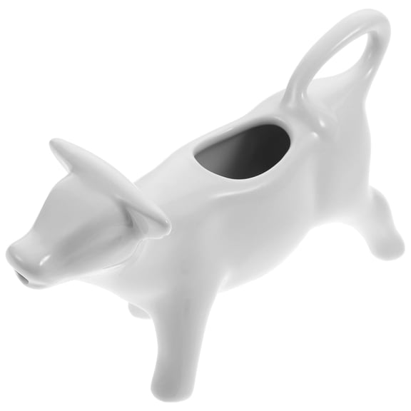 Cow Shaped Ceramic Milk Pitcher Sauce Cup White 1.35 Oz Porcelain Kitchen Use
