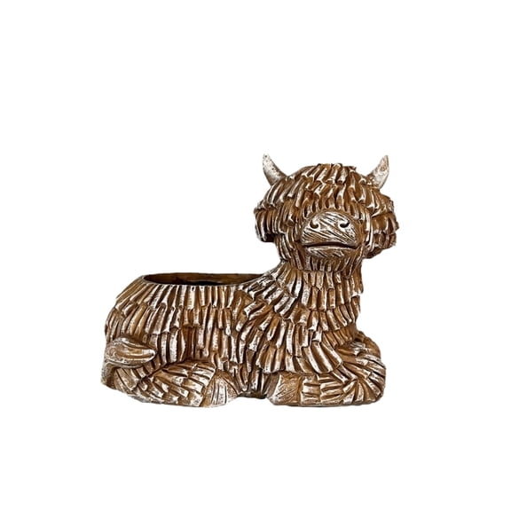 Cow Shaped Flower Pot, 6.3in Animal Planter for Succulents and Small Plants, Decorative Resin Pot for Home and Garden Decor, Creative Gift Idea