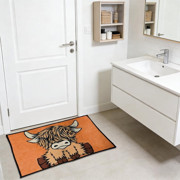 Cow Shaped Rug Cute Bedside Mat Non Slip Absorbent Bathroom Mat Small Cow Print Area Rug for Bedroom Farmhouse Decor Polyester 15.75x23.62 Inch