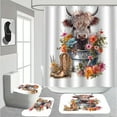 thumbnail image 1 of Cow Shower Curtain Set Western Farmhouse Funny Highland Cow Get Naked Animal Print for Non-Slip Bath Rugs Soft Toilet Mat Rustic Bathroom Decor (Yellow), 1 of 7