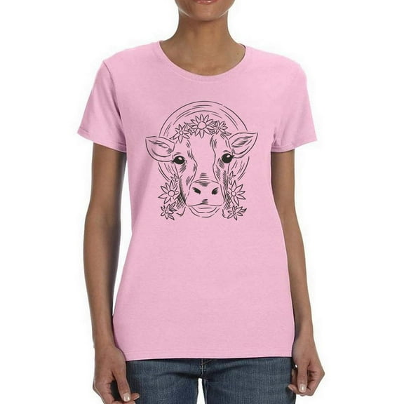 Cow Sketch T-Shirt Women -Smartprints Designs, Female XX-Large