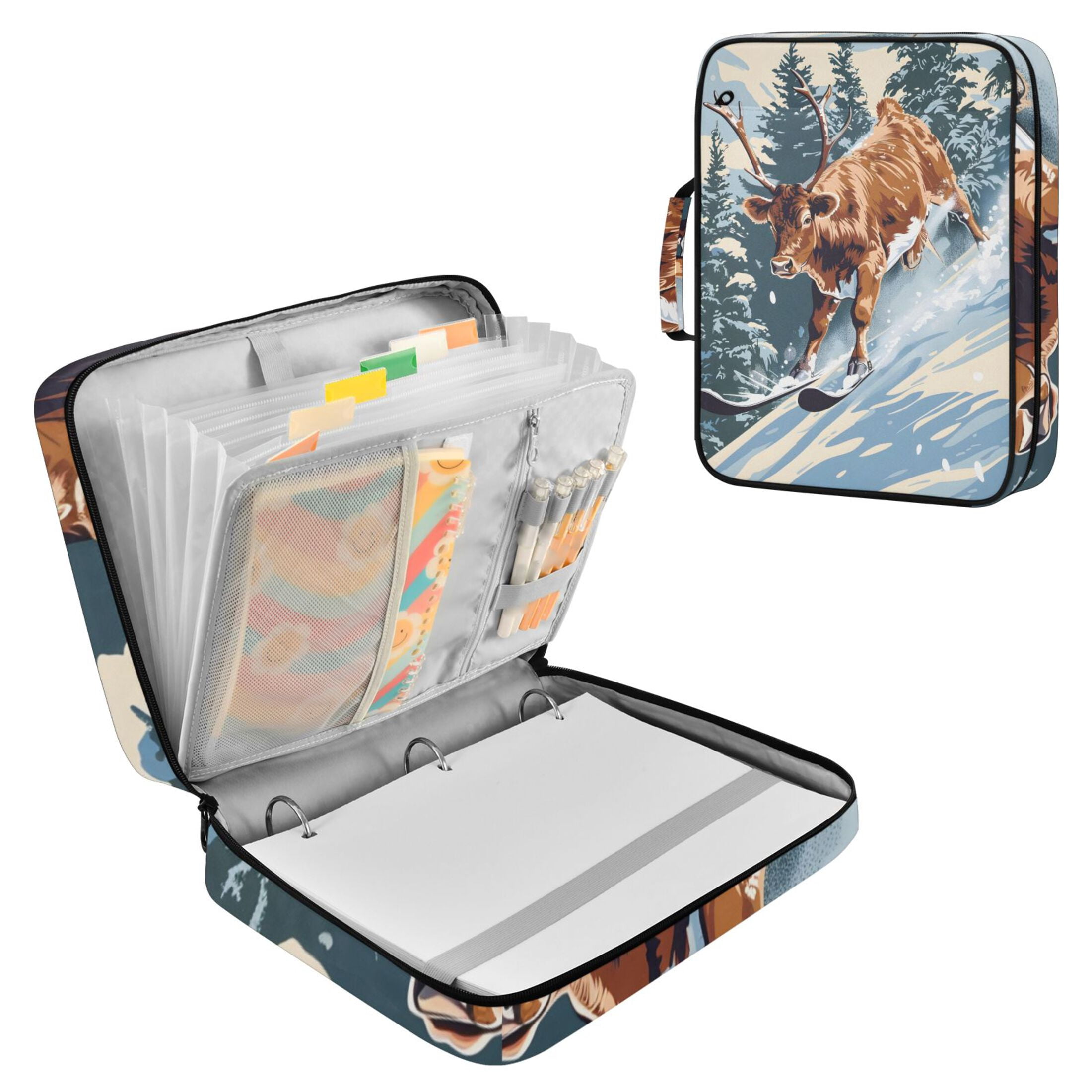 Cow Skiing Snow Mountain Trees Winter Accordion File Organizer ...