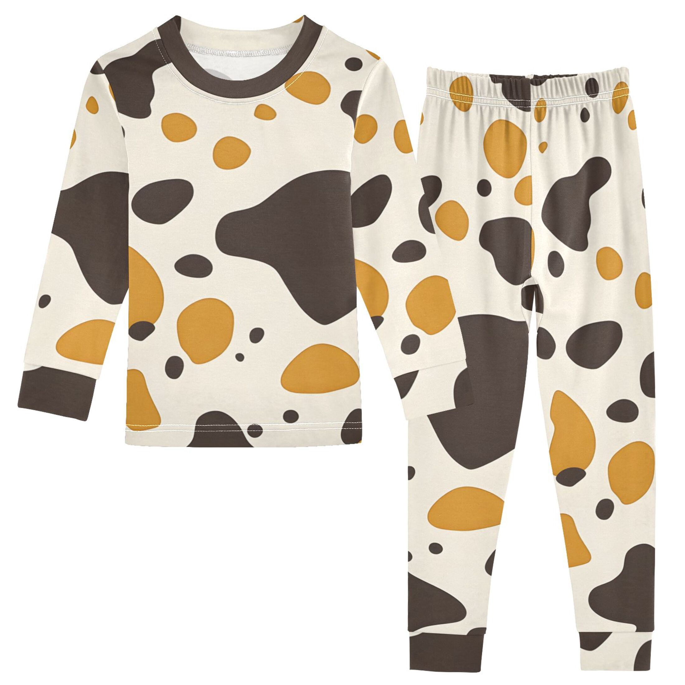 Cow Skin Pattern Cotton Pajamas 2 Piece Set Sleepwear Soft and ...