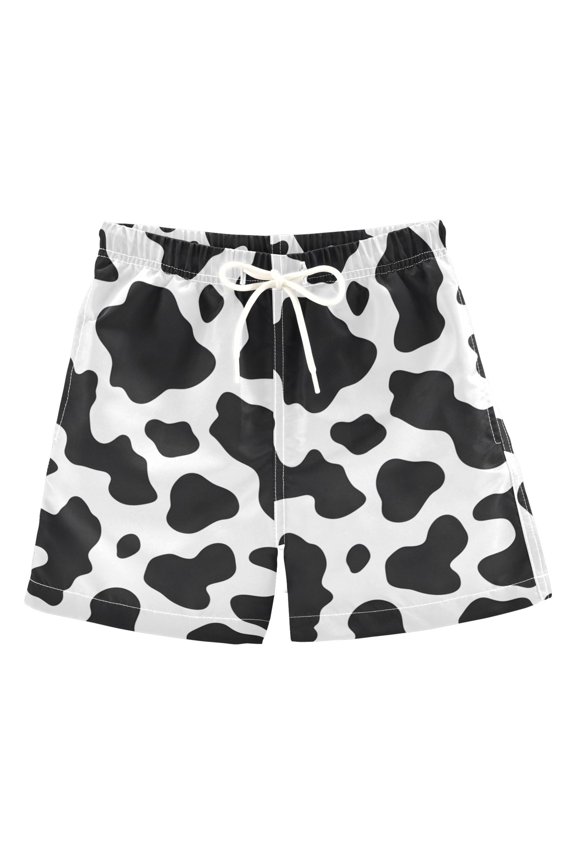 Cow Skin Pattern Swim Trunks Quick Dry Beach Pool Board Shorts Lightweight Stylish Print Sizes 2T to XL
