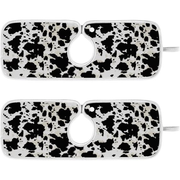 Cow Skin Print and Stylish 2PCS Faucet Absorbent Mat Kitchen Faucet Sink Splash Guard Microfiber Cloth Faucet Splash Catcher Water Absorbent Mat Behind Faucet, Faucet Mat for Kitchen Sink 30x5in