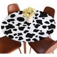 thumbnail image 1 of Cow Skin Tablecloth Round Black White Spots Plaque Print Waterproof Wipeable Table Cloth Cover Table Pad Cover for Dining Room Fits 40-44 inch, 1 of 6