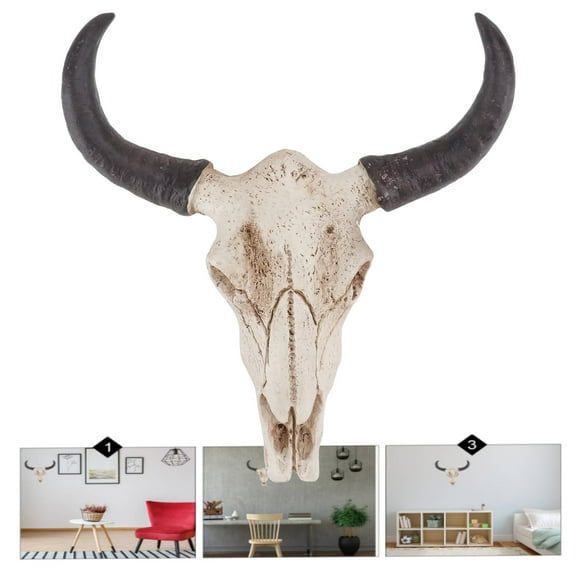 Cow Skull Wall Hanging,Creative Halloween Gifts Long Horn Cow Crafts Ornaments
