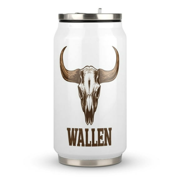 Cow Skull Western Country Music Coffee Tavel Tumblers with Lid and Straw Stainless Steel Vacuum Insulated Mug Wine Glasses Tea Cup for Hot and Cold 300ml