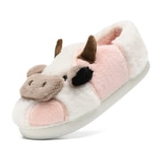Cow Slippers for Girls Boys, Plush Soft Non-Slip Cute Cartoon Fuzzy Kids Cow House Slipper Toddler Cows Animal Funny Winter Warm Home Shoes Indoor Outdoor