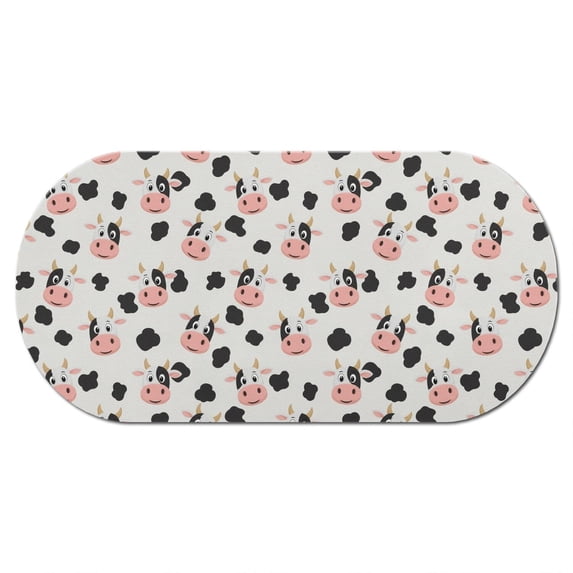 Simpl Pattern Food Cow and Spot Beige Pattern Diatomaceous Earth Bath Mat, Non-Slip Bath ...