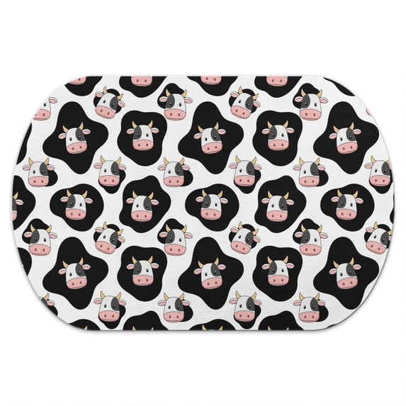 Simpl Pattern Food Cow and Spot White Pattern Diatomaceous Earth Bath Mat, Non-Slip Bath ...