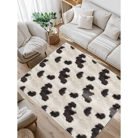 Cow Spots Area Rug for Bedroom 5x7 Ft Fluffy Animal Skin Super Soft fuzzy Throw Rug Non-Slip Fluffy Plush Indoor Floor Carpet for Living Room Nursery Home Decor