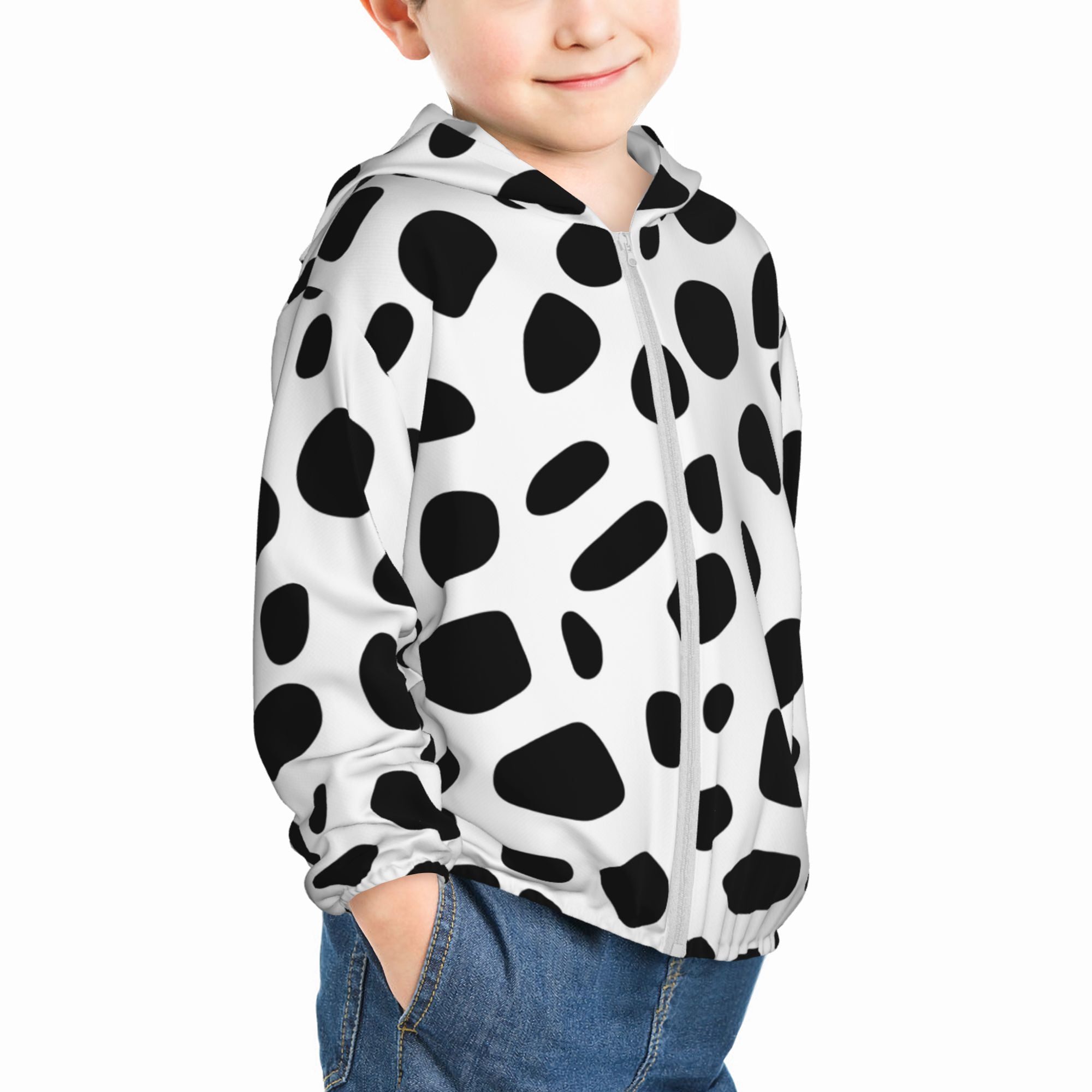 Cow Spots Kids Zip-Up Hoodie Girls Boys Sun Protection Jacket