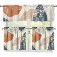 thumbnail image 1 of Cow Spots Kitchen Curtain and Valance Set Palm Leaf Blackout Kitchen Window Curtain 3 Pcs Set with 36" Length Tiers and Valance, 1 of 1