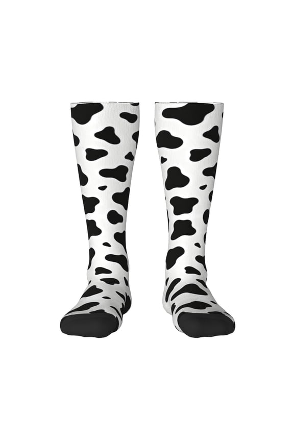 Cow Spots Print Knee High Socks for Women Long Leg Warmers Socks