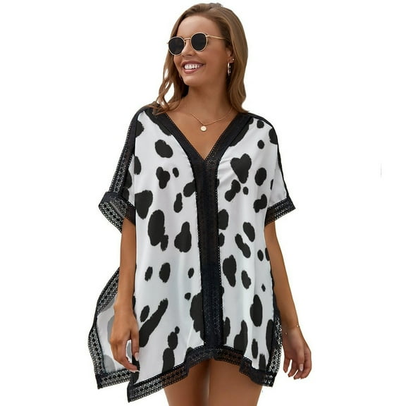Cow Spots Printed Women's Swimsuit Cover Up Summer Swimsuit Dress